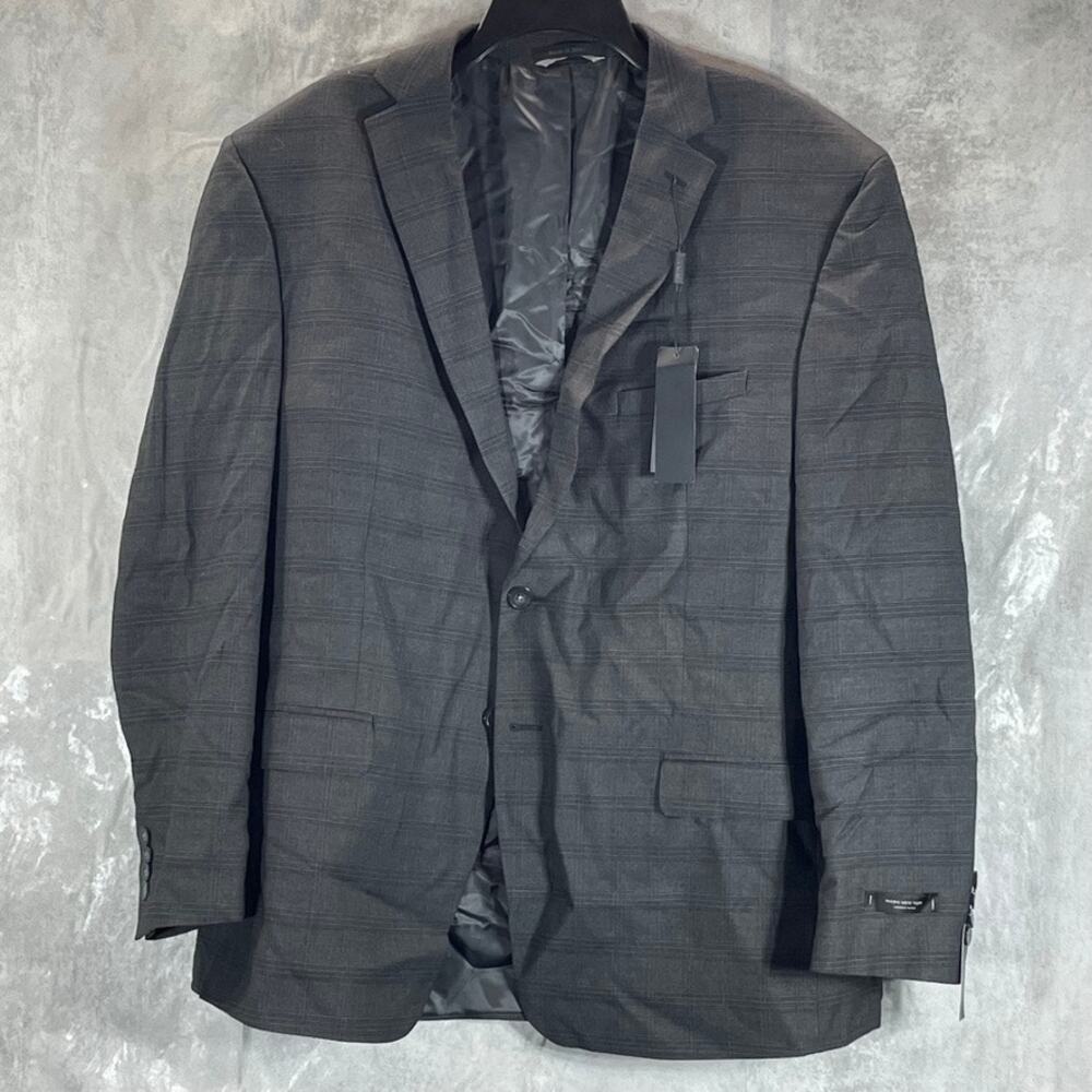 MARC NEW YORK Men's Light Grey Plaid Modern-fit Two-Button Suit jacket SZ 48R